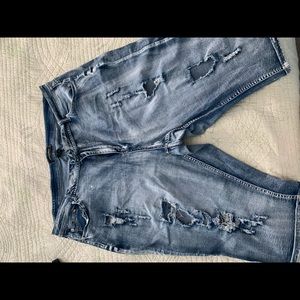 Ashley Stewart distressed jean capris